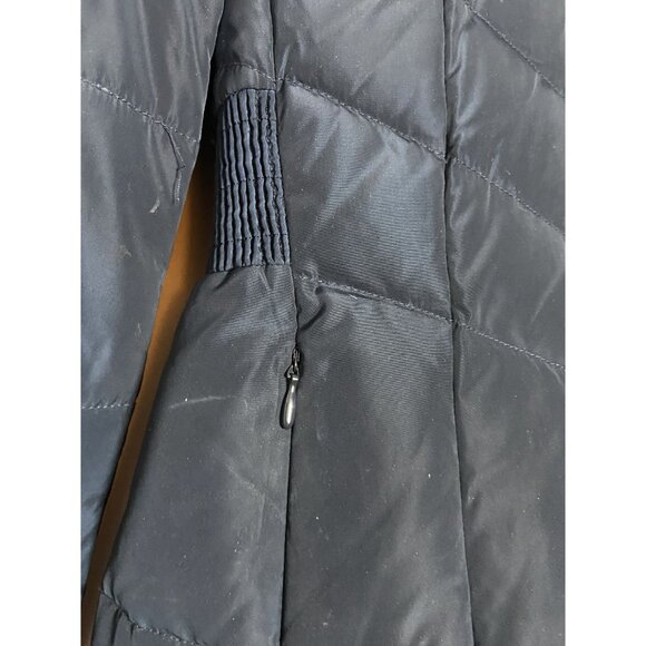Cole Haan Women's Navy Long Puffer Coat With Hood XS - Picture 5 of 16